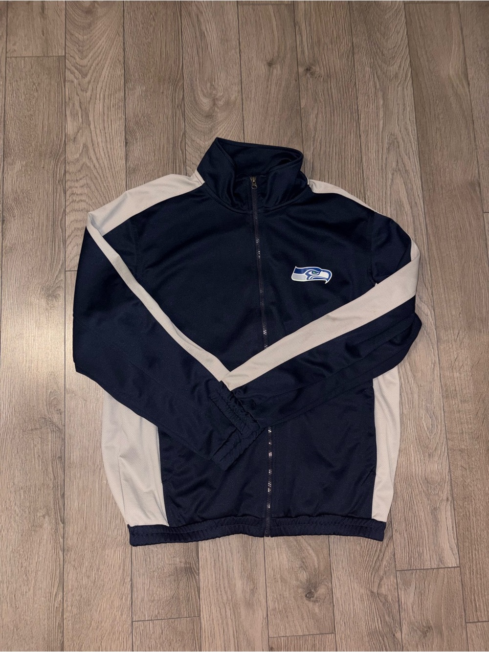 Seattle Seahawks training jacket Navy & Gray Zip-Up Track Jacket